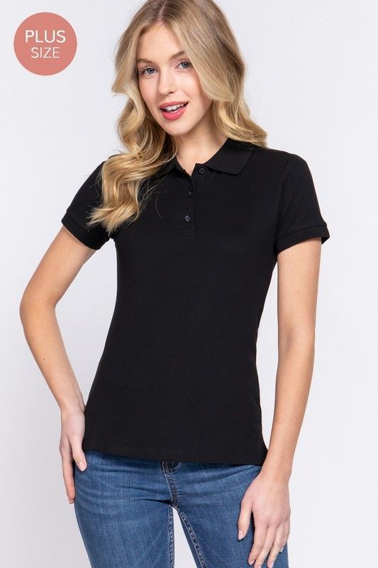 Classic Pique Polo, Color: BLACK, Size: XL