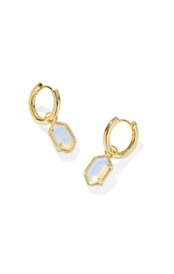 Hallie Huggie Earrings-Gold, Color: GOLD OPALITE ILLUSION, Size: ONE SIZE