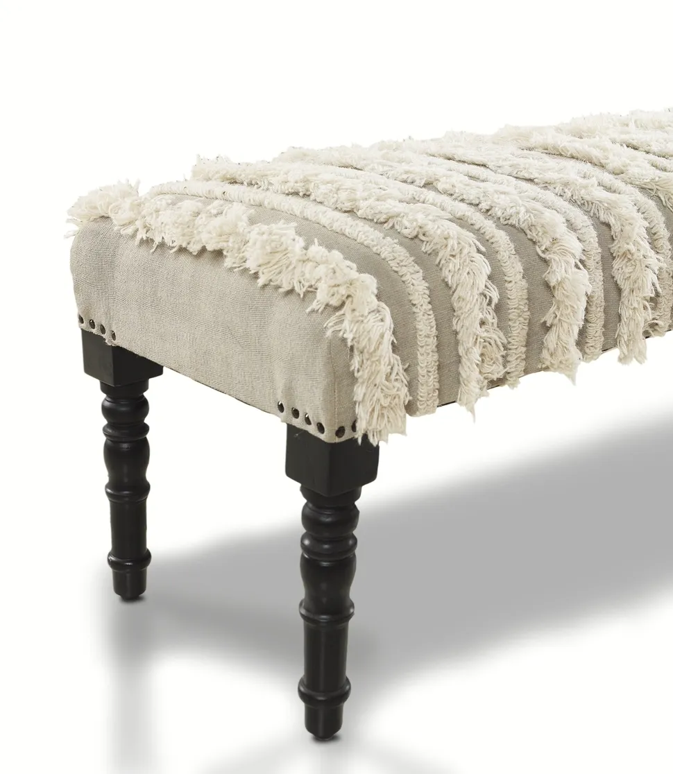 Tufted Striped Bench