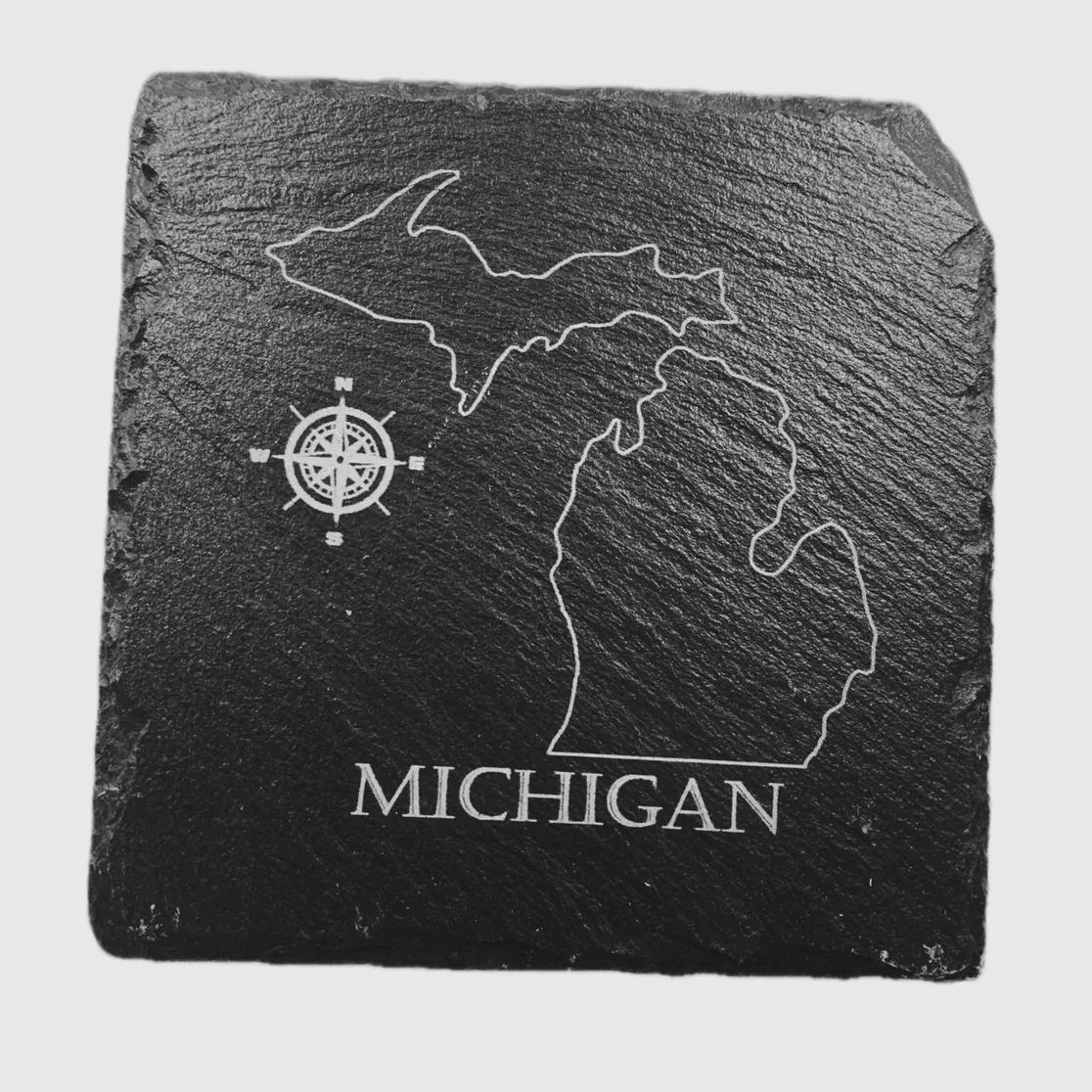 Michigan Outline Compass Slate Coaster