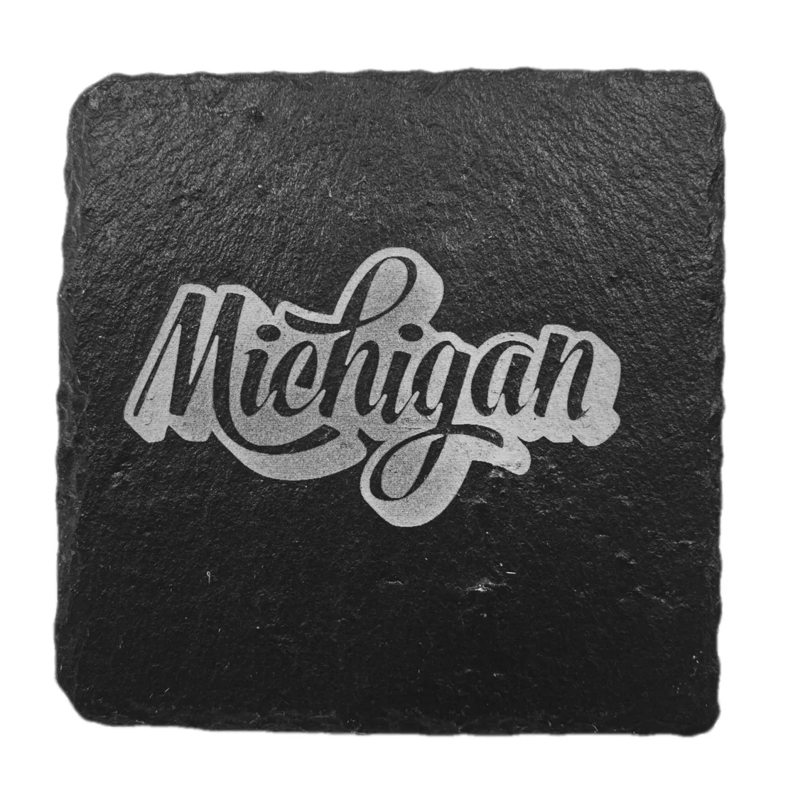 Michigan Retro Script Slate Coaster