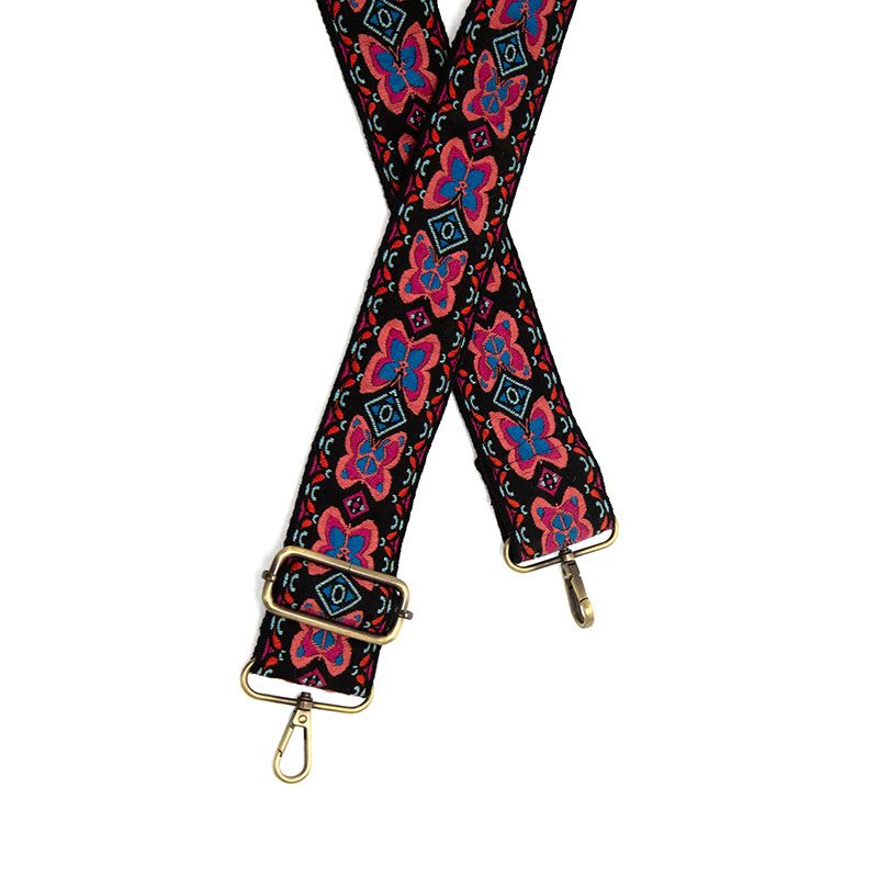 Butterfly Embroidered Guitar Strap