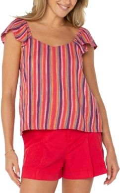 Flutter Sleeve Woven Top w/Ties