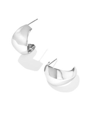 Krista Metal Hoop Earrings-Silver