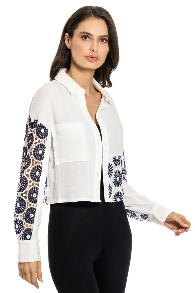 Cropped Button-Down Top