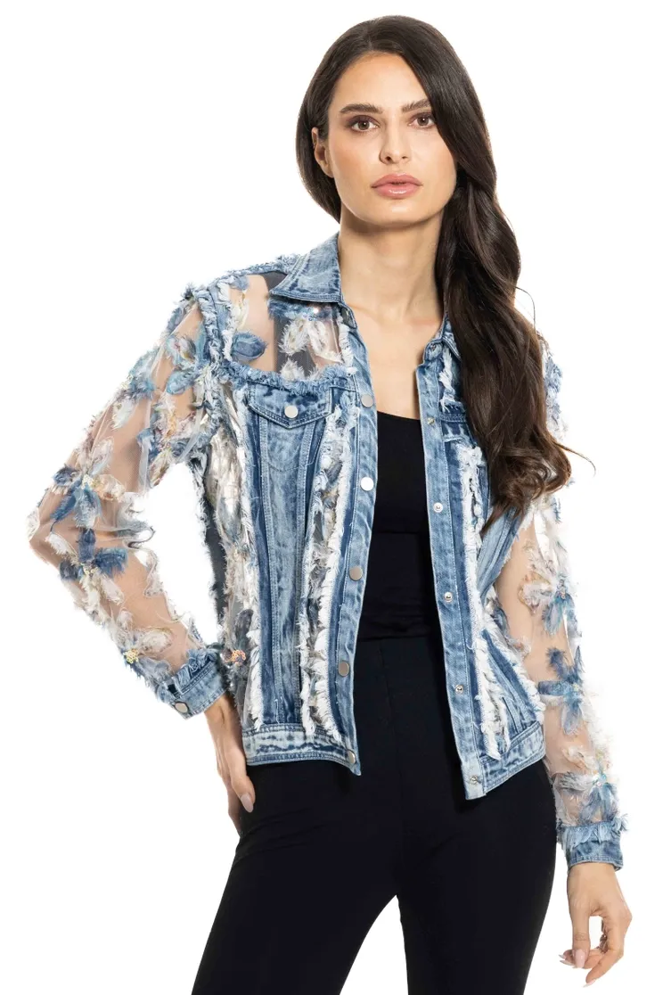 Denim and Floral Lace Jacket
