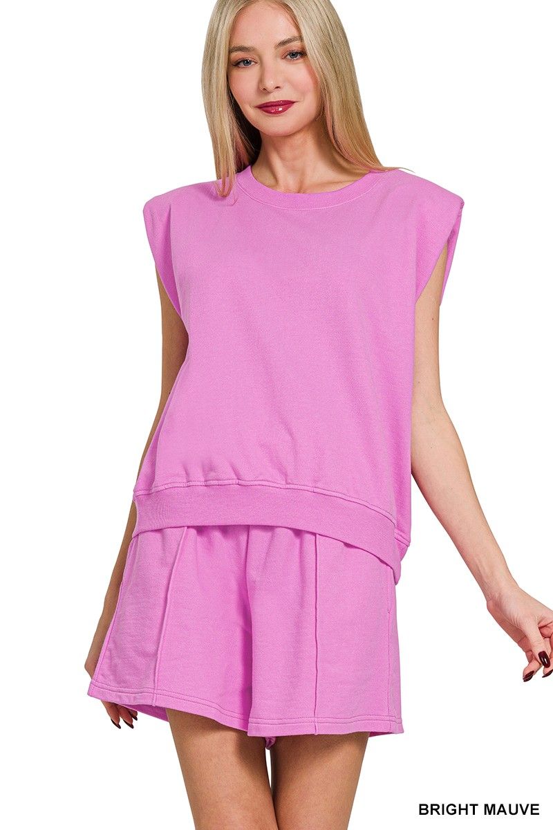 Top &amp; Shorts Set, Color: BRIGHT MAUVE, Size: SMALL