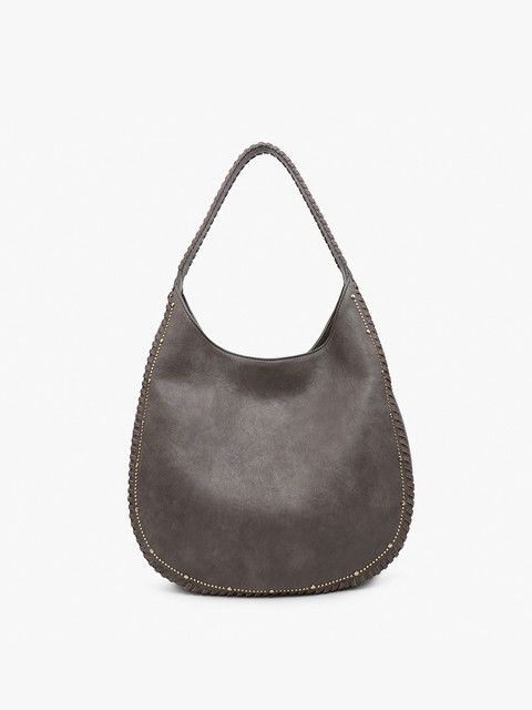 Leslie Studded Hobo-Charcoal