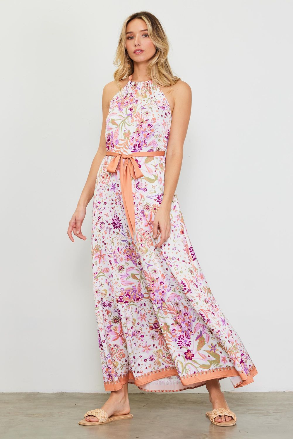 Border Print Maxi Dress