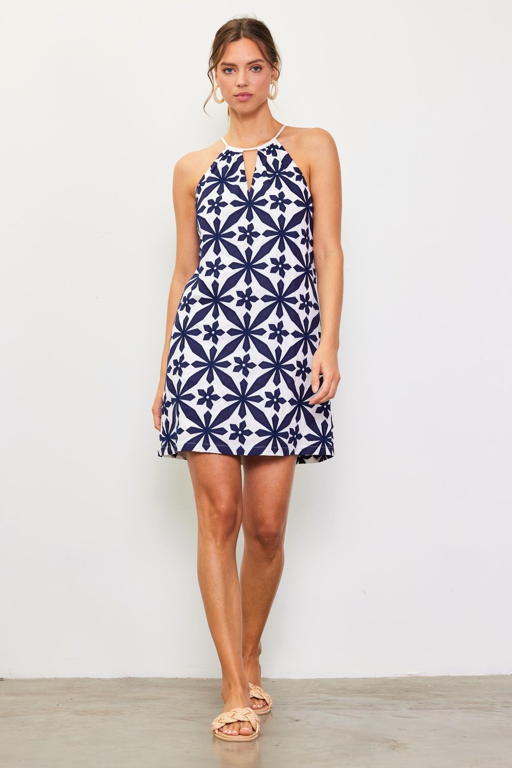 Embroidered Halter Dress