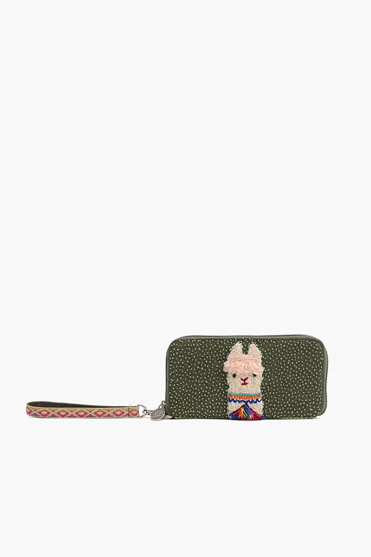 Embellished Wallet with Wristlet-Llama