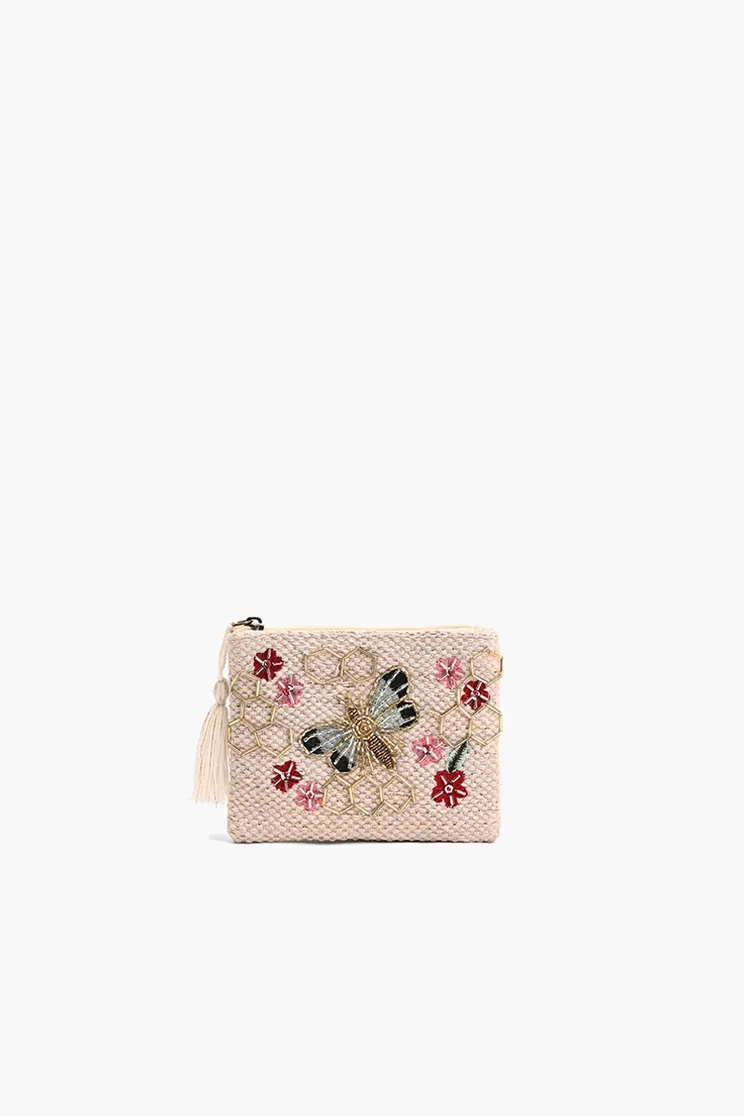 Colorful Bee Coin Bags, Color: BEIGE