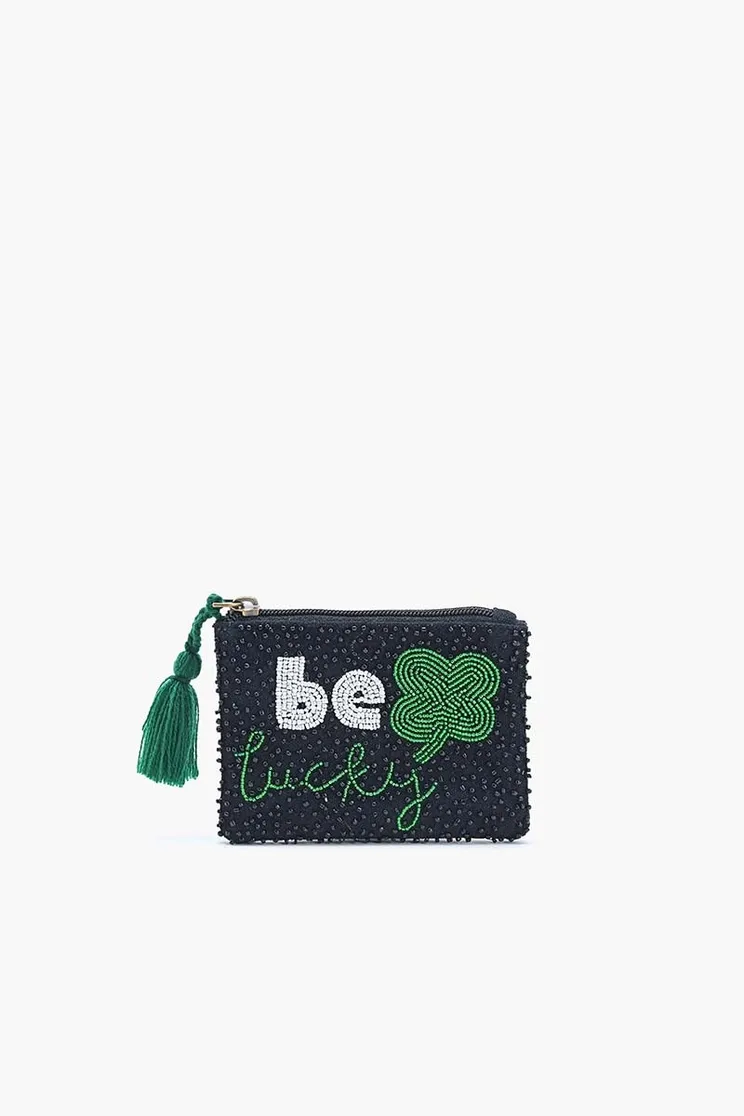 Inspirational Phrase Embellished Pouches, QUOTE: BE LUCKY