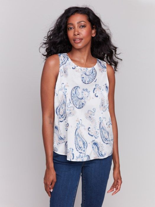 Sleeveless Top w/Keyhole-Ivory