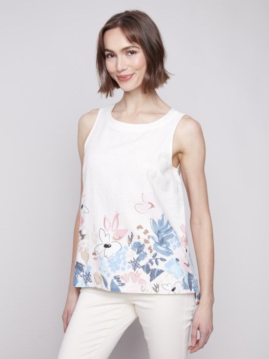 Bordered Linen Top-Supernova