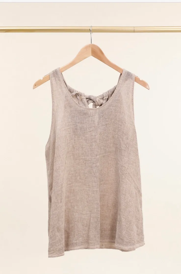 Linen Tank, Color: Taupe / Unique, Size: ONE-SIZE