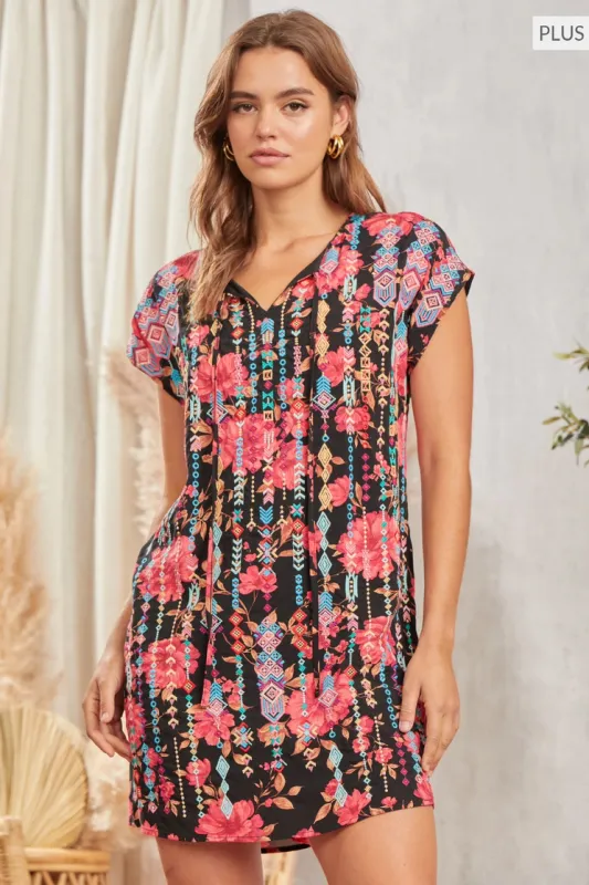 Curvy A-Line Embroidered Dress