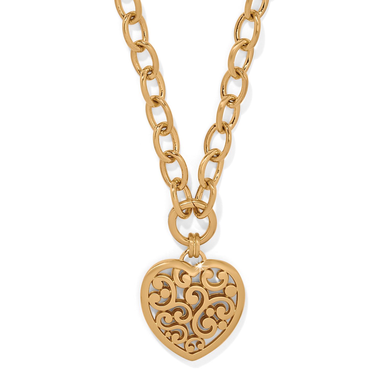 Contempo Medallion Heart Necklace-Gold