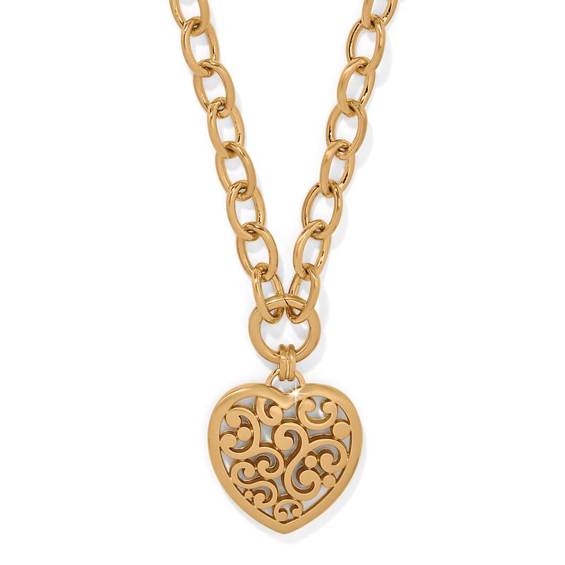 Contempo Medallion Heart Necklace-Gold