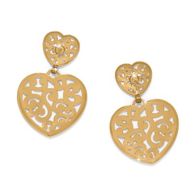 Contempo Heart Double Post Drop Earrings-Gold
