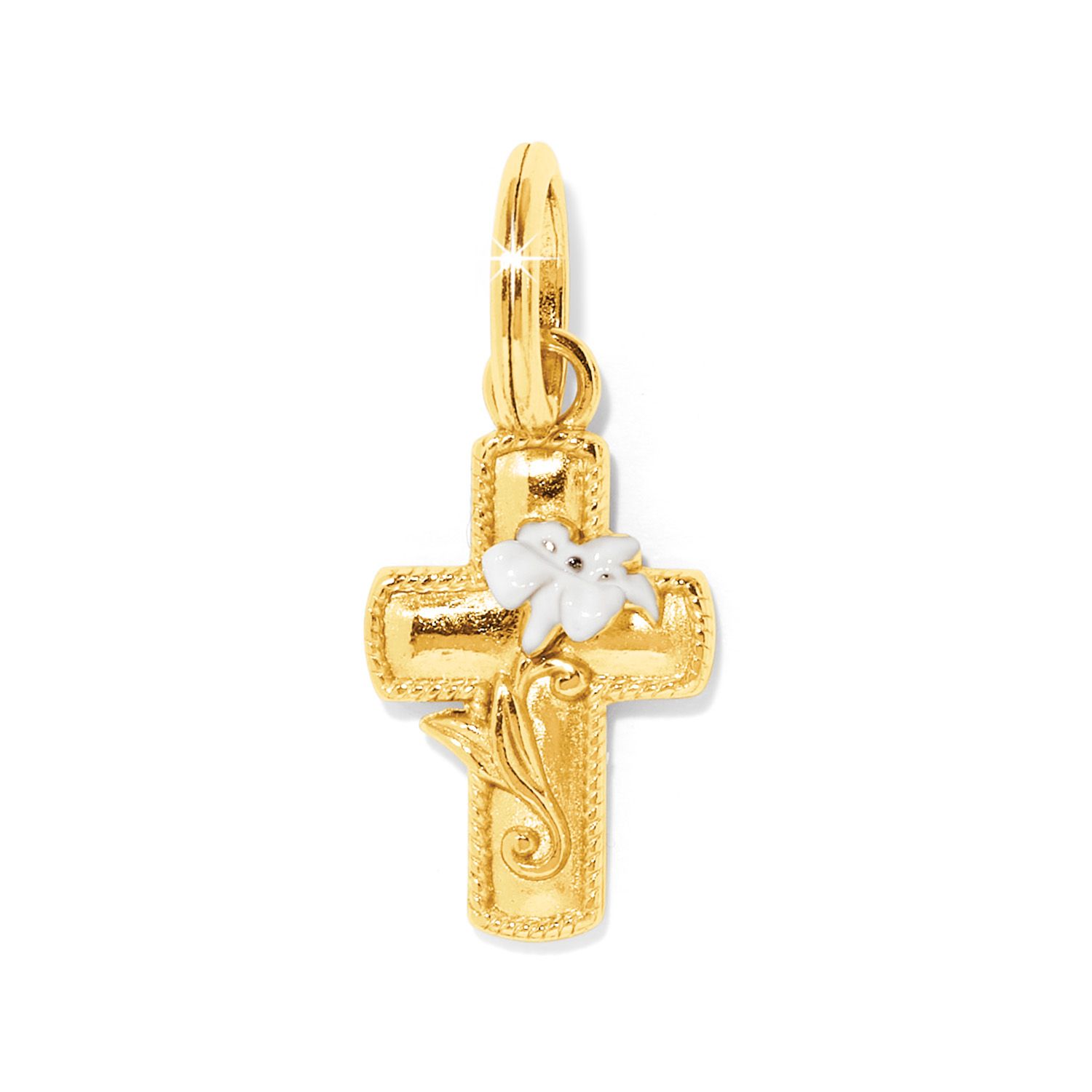 Easter Lily Cross Charm-Gold