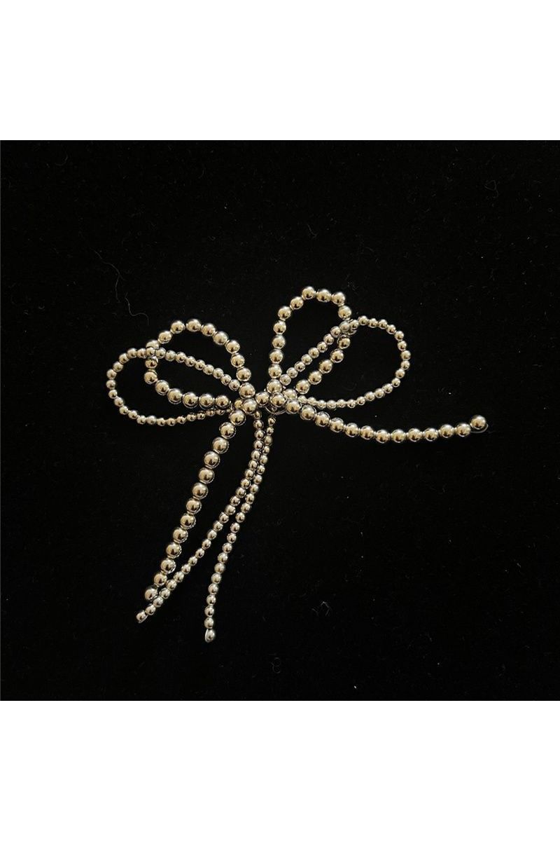 Pearl Bow Shoe Charms, Color: SILVER