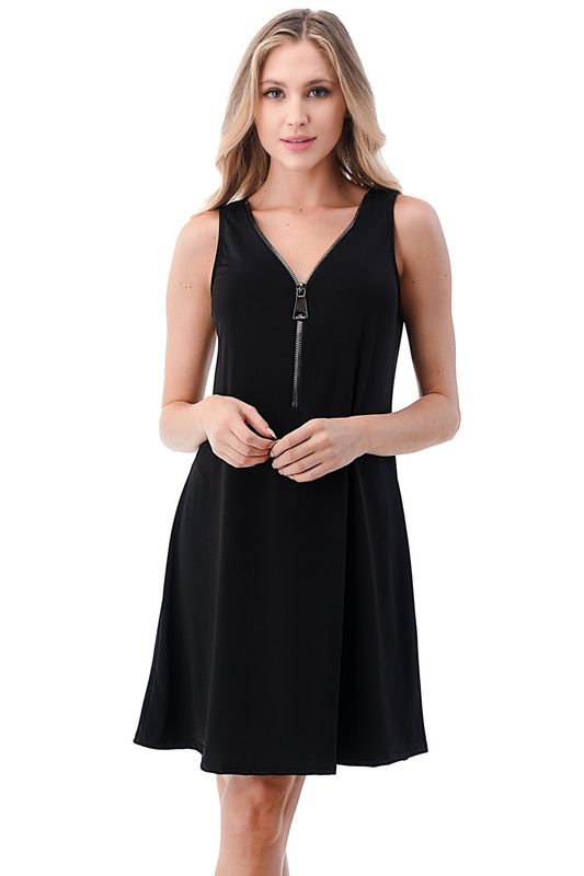 Zipper Sleeveless Dress