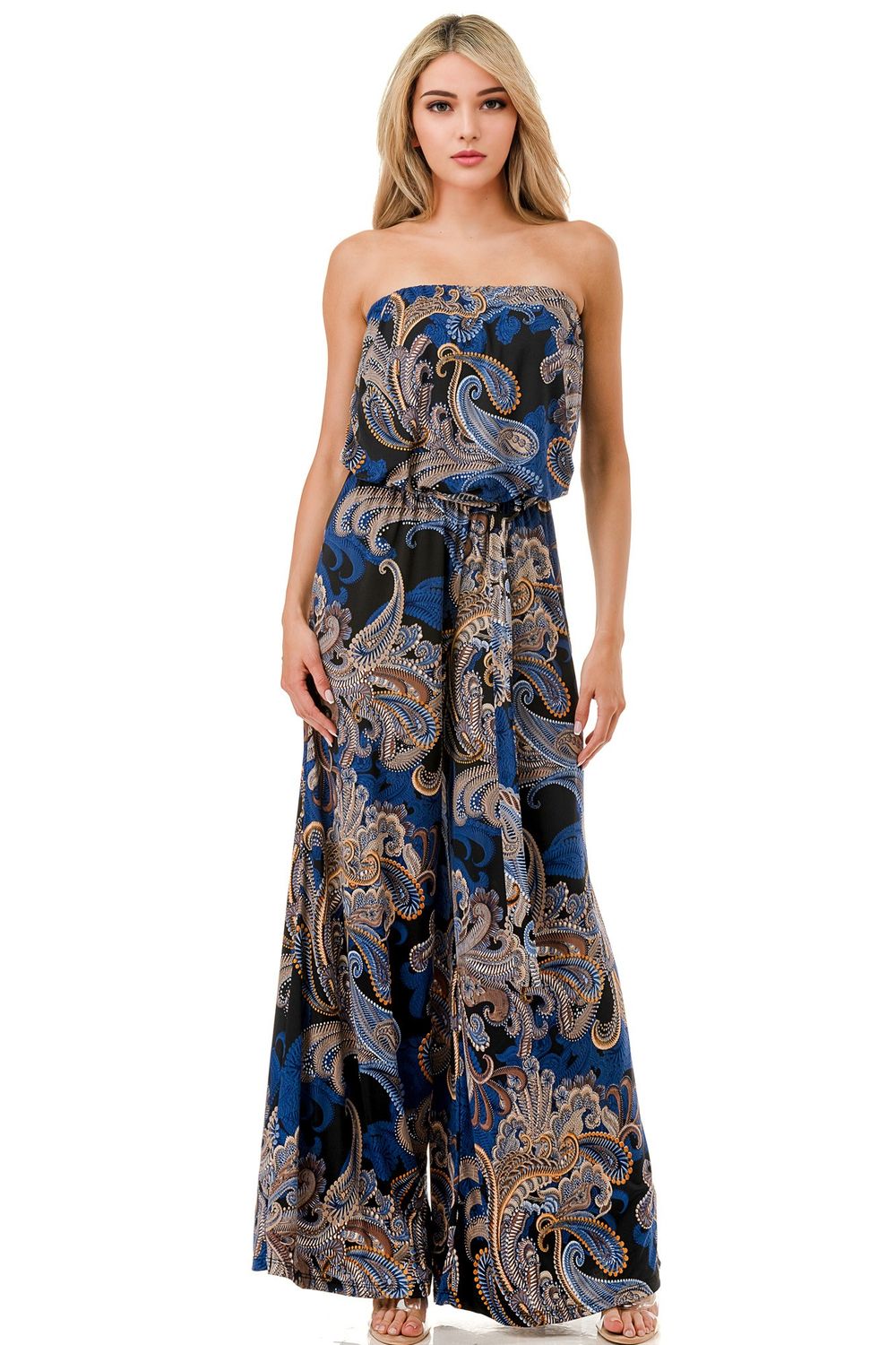 Wide Leg Jumpsuit w/Belt, Size: SMALL, Color: NAVY/MAGENTA