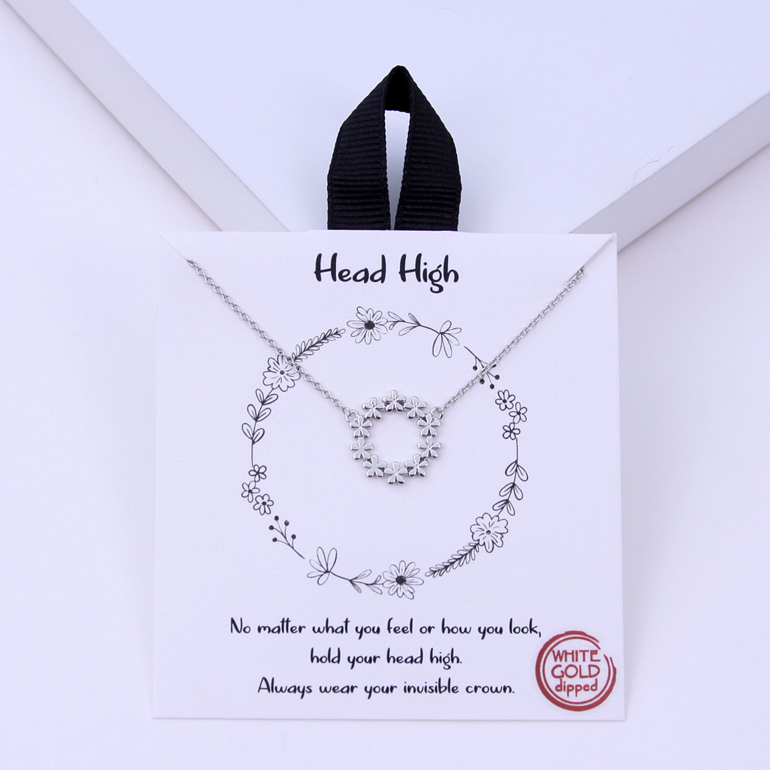 Head High / Flower Ring Necklace, Color: SILVER