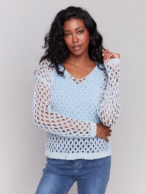 Fishnet V-Neck Sweater