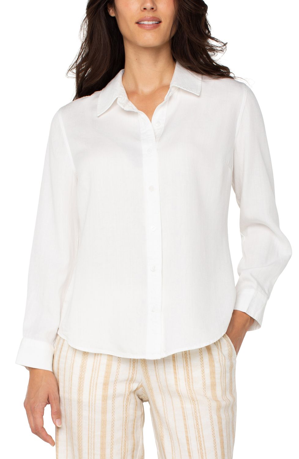 Long Rolled Sleeve Woven Shirt