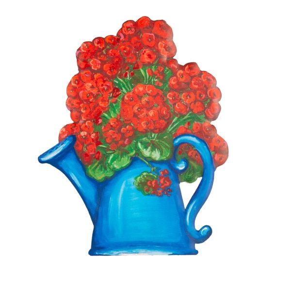 Watering Can with Geraniums
