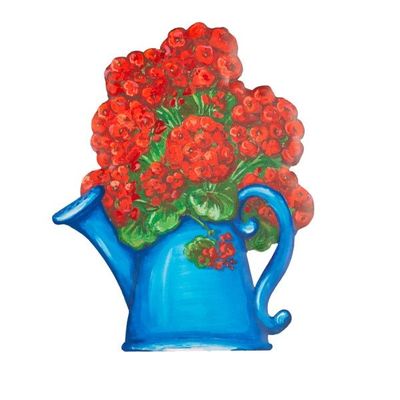 Watering Can with Geraniums