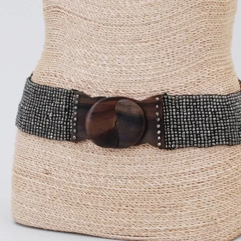 Bali Glass Bead Wood Hook Buckle Belt