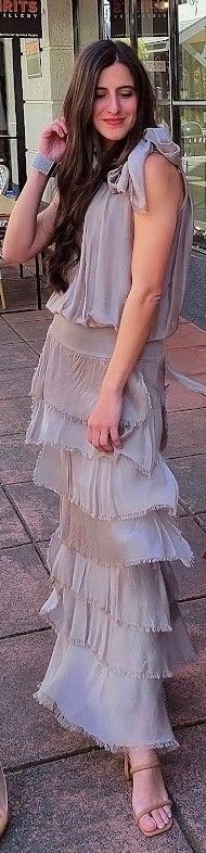 Silk Tiered Solid Skirt