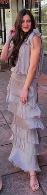 Silk Tiered Solid Skirt
