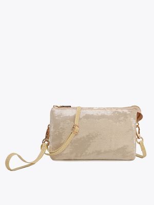 Riley Sequin 3 Compartment Crossbody/Wristlet-Pale Yellow