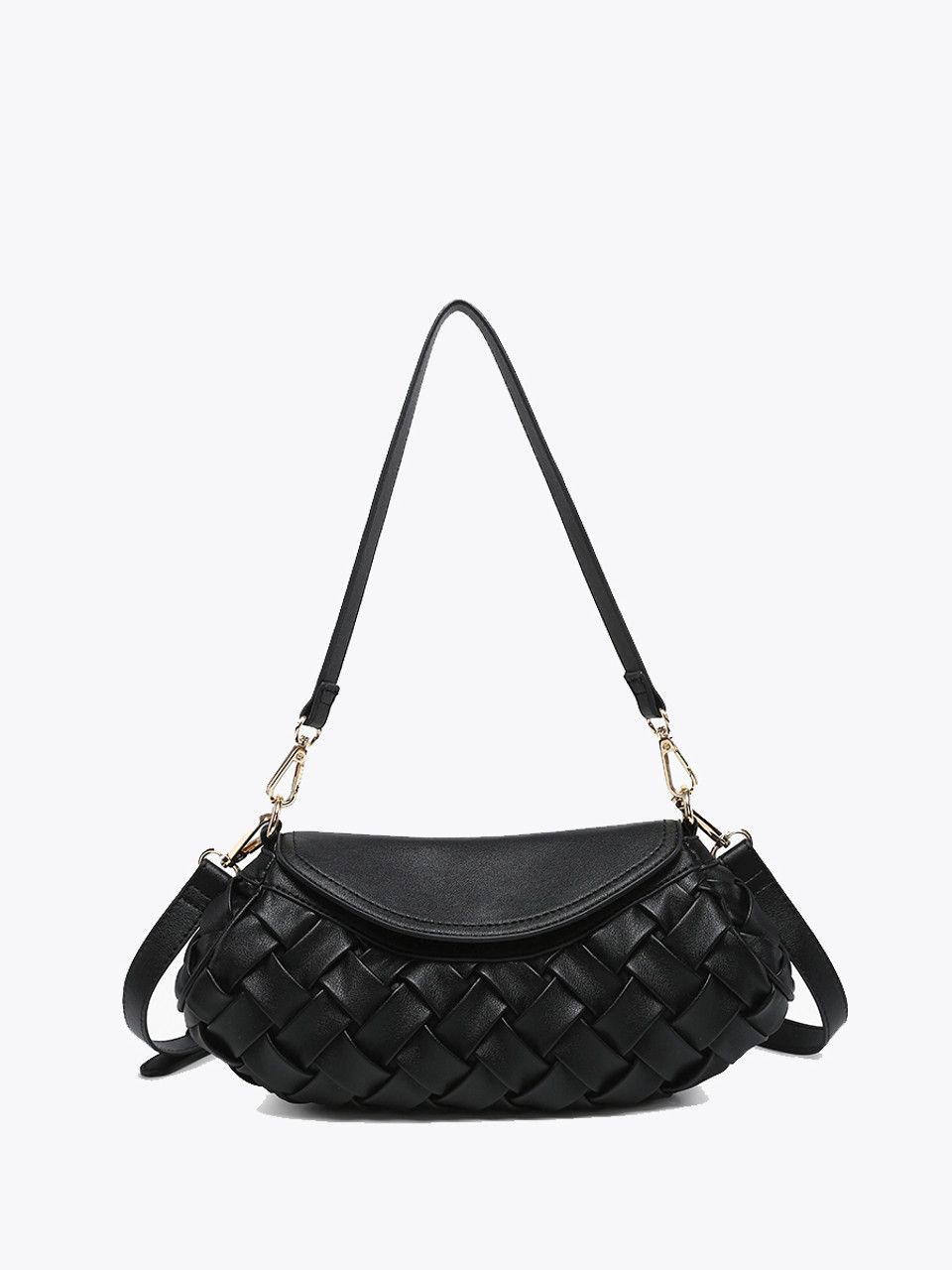Kaleen Woven Satchel w/ Crossbody Strap-Black