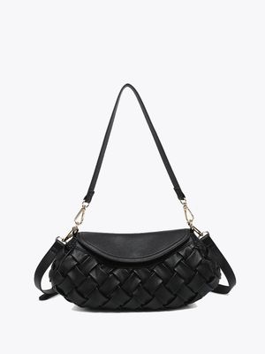 Kaleen Woven Satchel w/ Crossbody Strap-Black