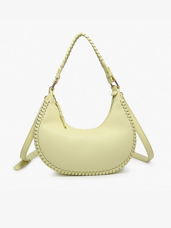 Aria Whipstitch Crescent Shoulder Bag-Pastel Yellow