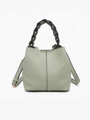 Nora Braided Handle Bucket Bag-Light Sage