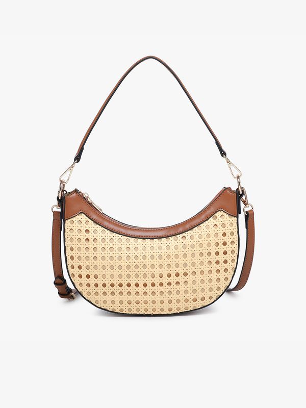 Daisy Half-Moon Rattan Crossbody Natural/Brown