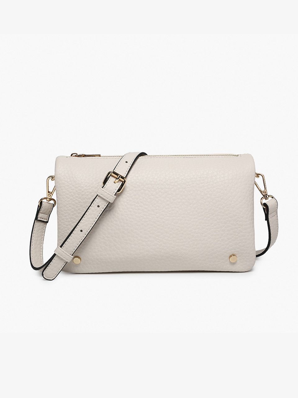 Phiona Studded Flapover Crossbody-Off White
