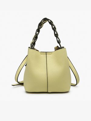 Nora Braided Handle Bucket Bag-Pale Yellow