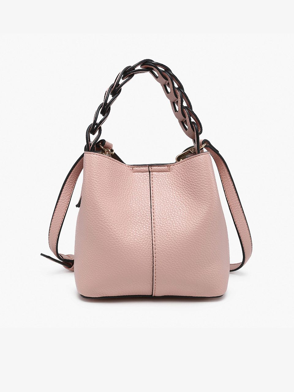 Nora Braided Handle Bucket Bag-Light Pink