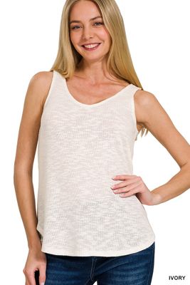 Double Scoop Slub Hacci Neck Tank Top