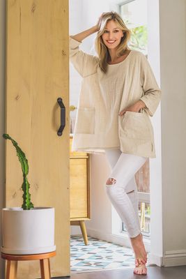 Gauze Two Pockets Top
