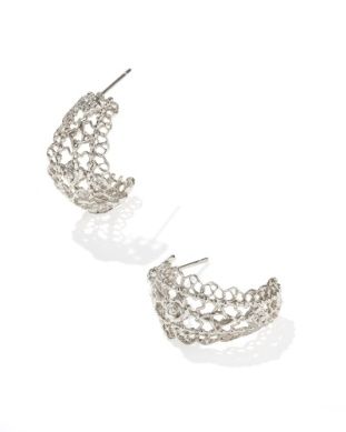 Krista Lace Huggie Earrings-Silver