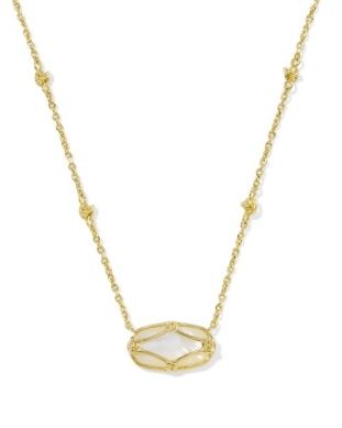 Elisa Lattice Frame Short Pendant Necklace-Gold