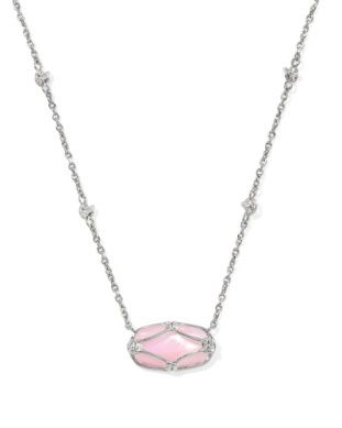 Elisa Lattice Frame Short Pendant Necklace-Silver